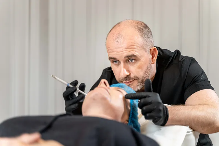 Dr Cormac Lynch injecting a model during a training course